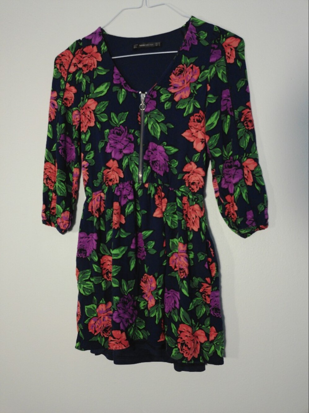 Zara Navy Mini Dress with Pink & Purple Floral Print